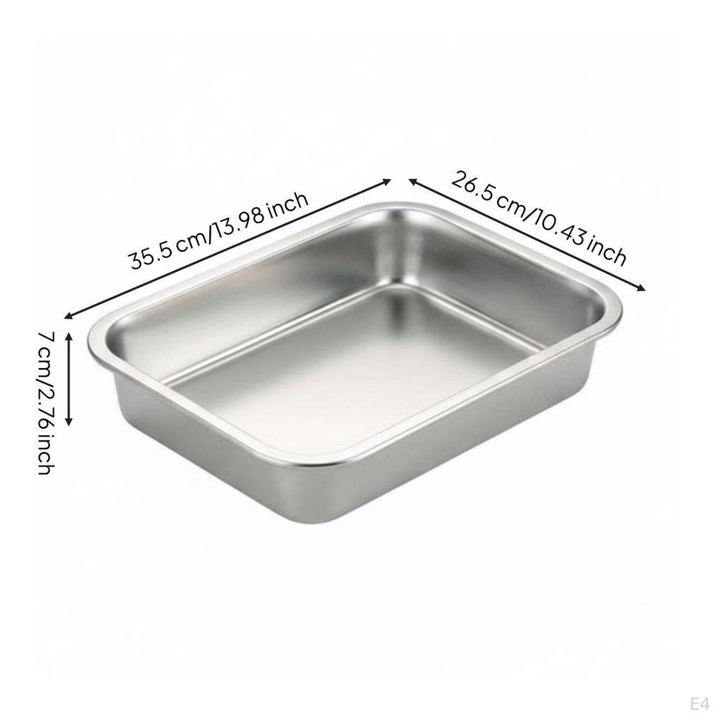 Rectangular Metal Container with Lid Easy to Clean Catering Tray Reusable Kitchenware for