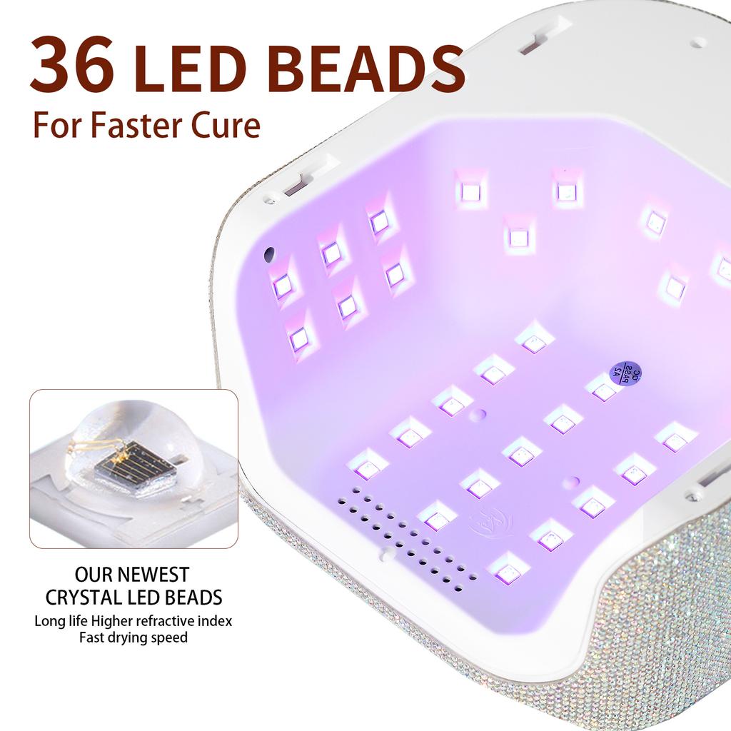 36 LEDs Kabelloser Nageltrockner mit Smart Sensor Wiederaufladbare UV-LED-Lampe für Nägel Bling-Bling Kabelloser Gel-Nagellack-Trockner