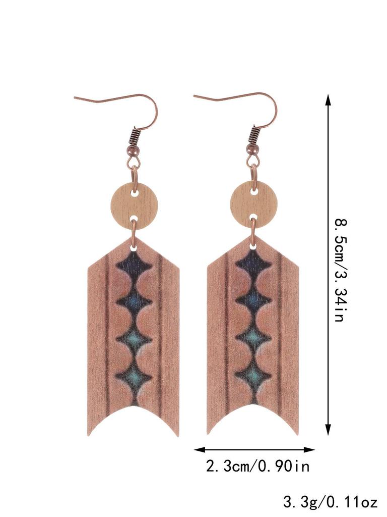 Western-Ohrringe aus Holz mit Stierkopf und Blumenmuster für Damen
