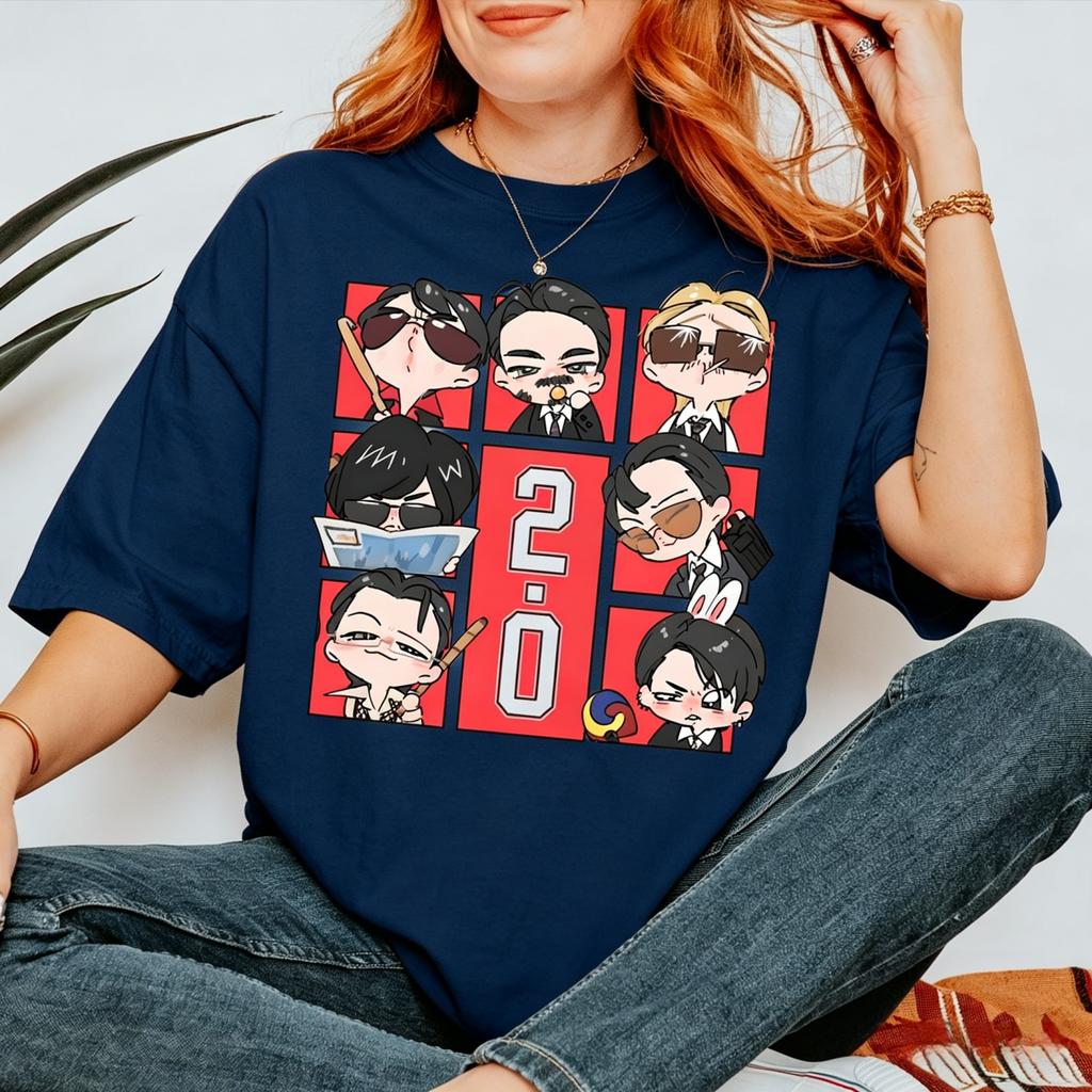 Kpop Boy Band Cute Q Version Graphics T-shirt Cotton Unisex High-Quality Comfortable Casual Oversized