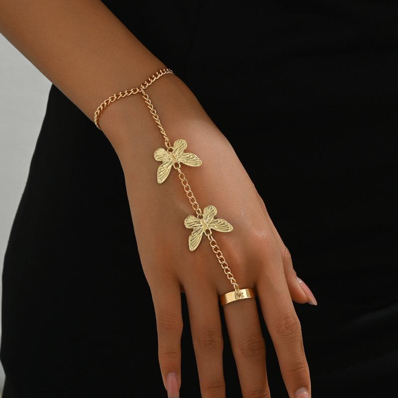 

Европейский и американский простой индивидуальный нерегулярный сплав серпантин ручная цепь на тыльную сторону кисти с интегрированным кольцом на палец женский