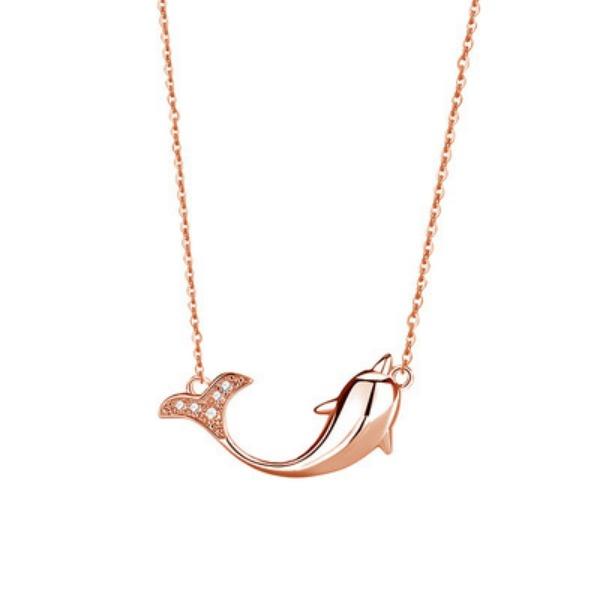 Collier d'amour dauphin plaqué femme version coréenne petit frais et simple polyvalent chaîne de clavicule INS petit pendentif design