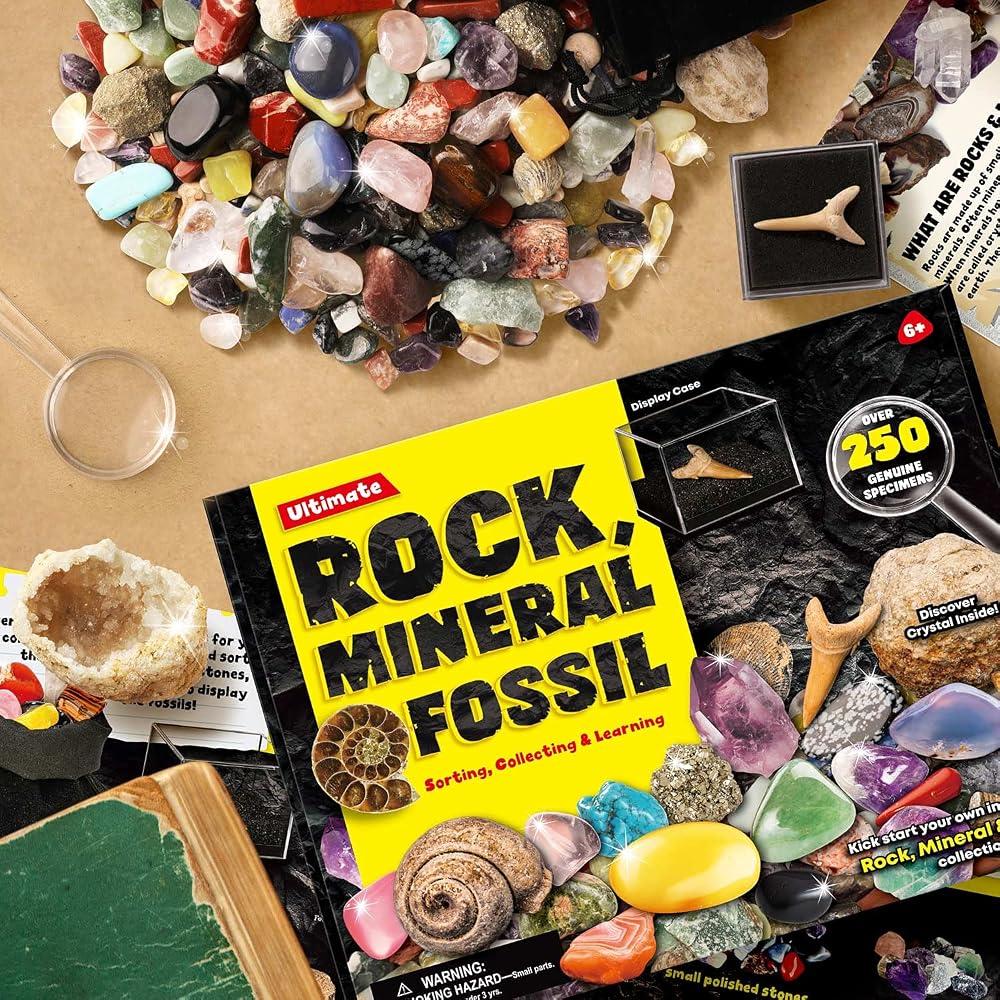 XXTOYS Gemstone Collection Set 200+ Pcs Natural Minerals Geology Science Kit for Kids