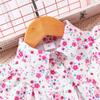 Girls' Fashion Long-sleeved Floral Print Mesh Dress with Belt Spring/summer Casual Dress for Children