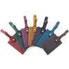 2025 Vintage Genuine Leather Luggage Tag Rectangle Travel Hang Tag Personalized Check-in Card Holder for Airplane/Business Trips