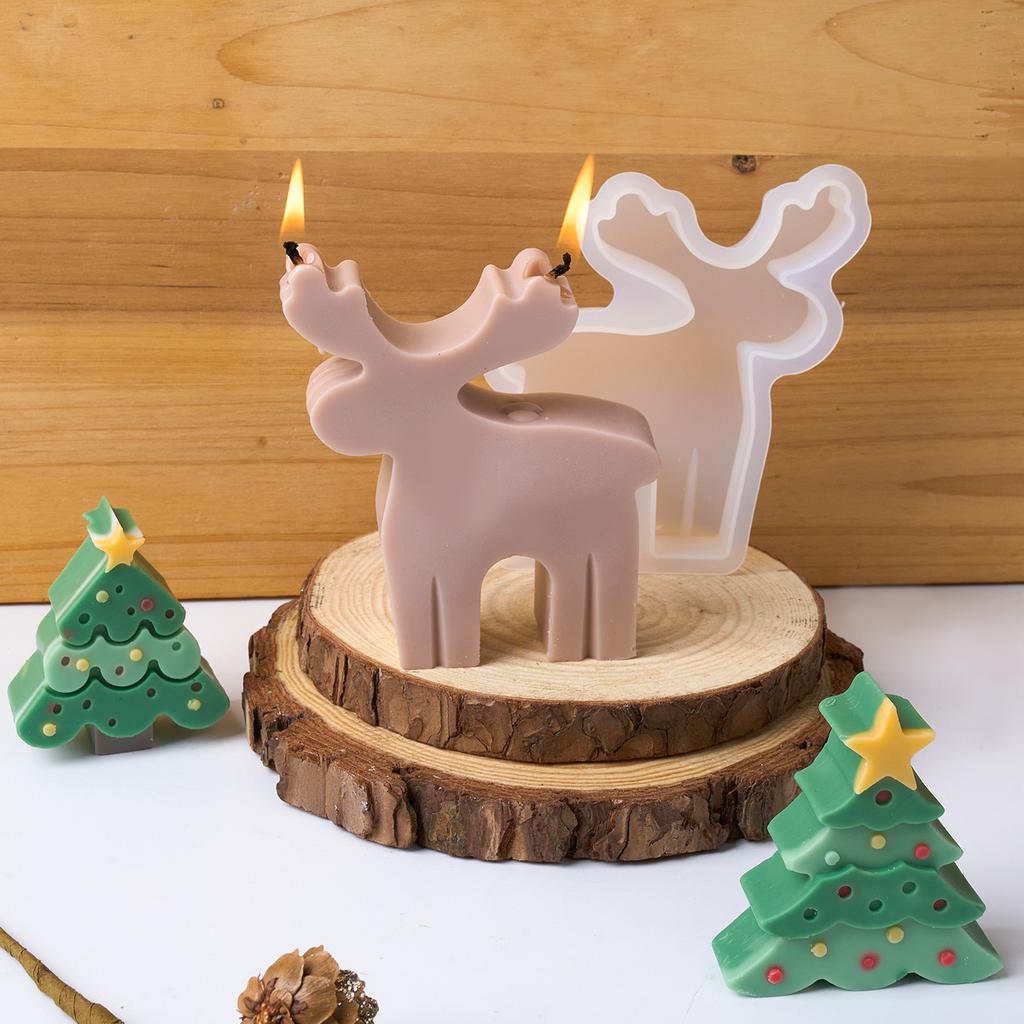 3D Christmas Ornaments Silicone Candle Mold DIY Christmas Tree Snowflake Molds Soap Plaster Resin Casting Mould Home Crafts Deco