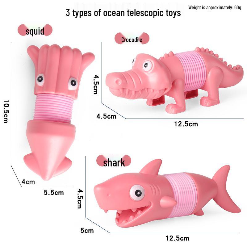 Cartoon Crocodile Squid Shark Bendable Decompression Toy Set for Kids