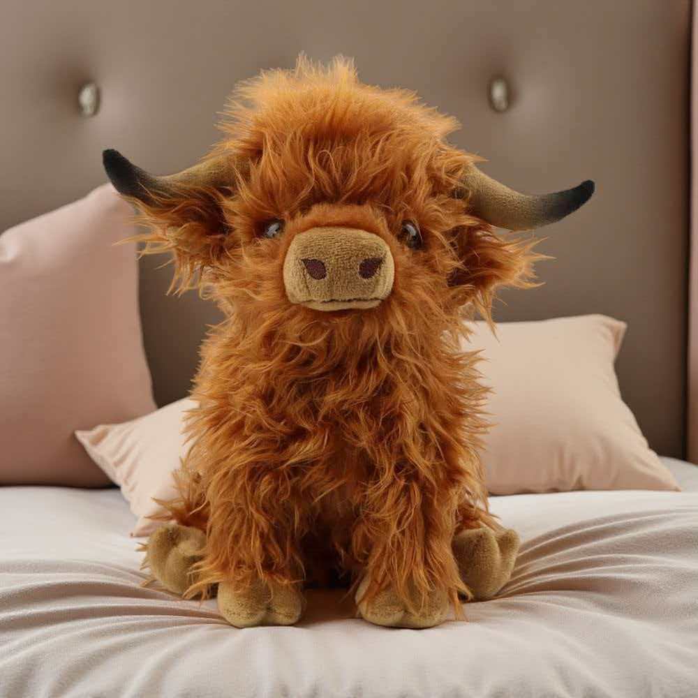 Highland Bull Simulation Plush Toy Bag Doll Hanging Decoration Home Interior Bedroom Decoration Ornament Birthday Festival Gift
