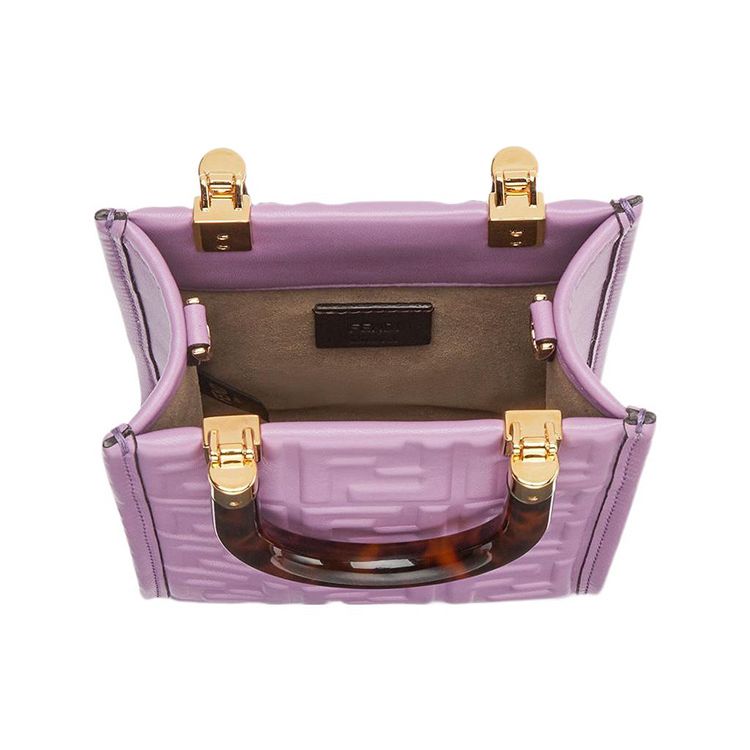 Fendi Sunshine 3D Texture FF Embossed Adjustable Detachable Shoulder Strap Leather Handheld Shoulder Crossbody Bag Mini Women Bags 8BS051-AMCI-F1JCO