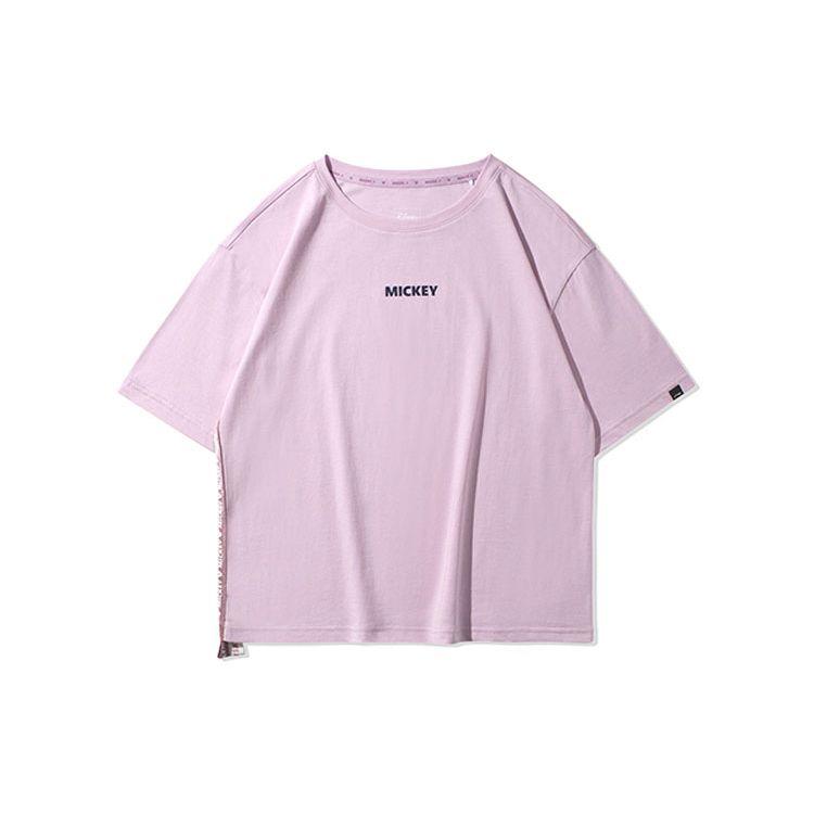 

Li-Ning X, совместный бренд Disney, повседневная спортивная футболка с короткими рукавами, женские топы, розовые ATSQ114-2