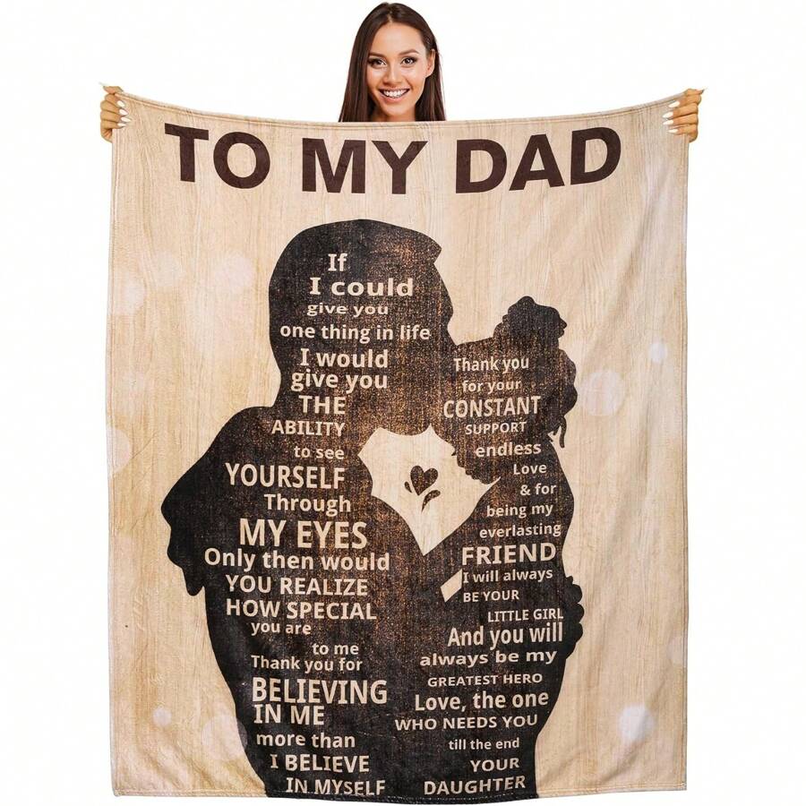 

Personalized To My Dad Letter Blanket Unique Father s Day Birthday Valentine s Gift for Fathers Grandfathers from Daughter/So 130cmx150cm