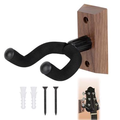HAUUFENN Guitar Wall Mount Hanger Hanging Guitar Ukulele Walnut with High Compatible with Various Guitars Hook, Stand, Stand, Wood, Screws,