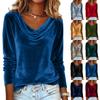 Women's Solid Color Gold Velvet Fashionable Long Sleeved T-shirt Pullover Top