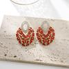 Geometric Alloy Dangle Earrings With Gold Ear Pins For Fashion Women
