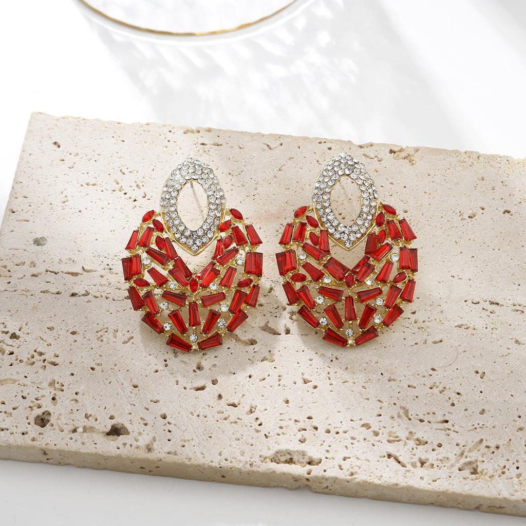 Geometric Alloy Dangle Earrings With Gold Ear Pins For Fashion Women
