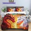 Dragon and unicorn  Pattern Bedding Quilt Set Quilt Cover Pillowcase Home Decoration  Gift (1 * duvet cover + 2 * pillowcase, without core)
