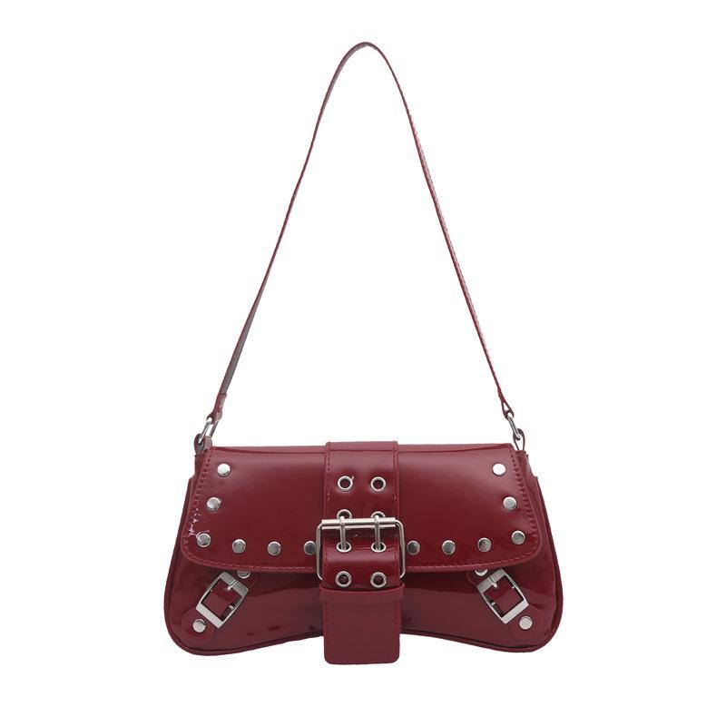 Punk-style Rivet Single-shoulder Bag, Handbag, Cool and Trendy Girl, Underarm Bag, Baguette Bag