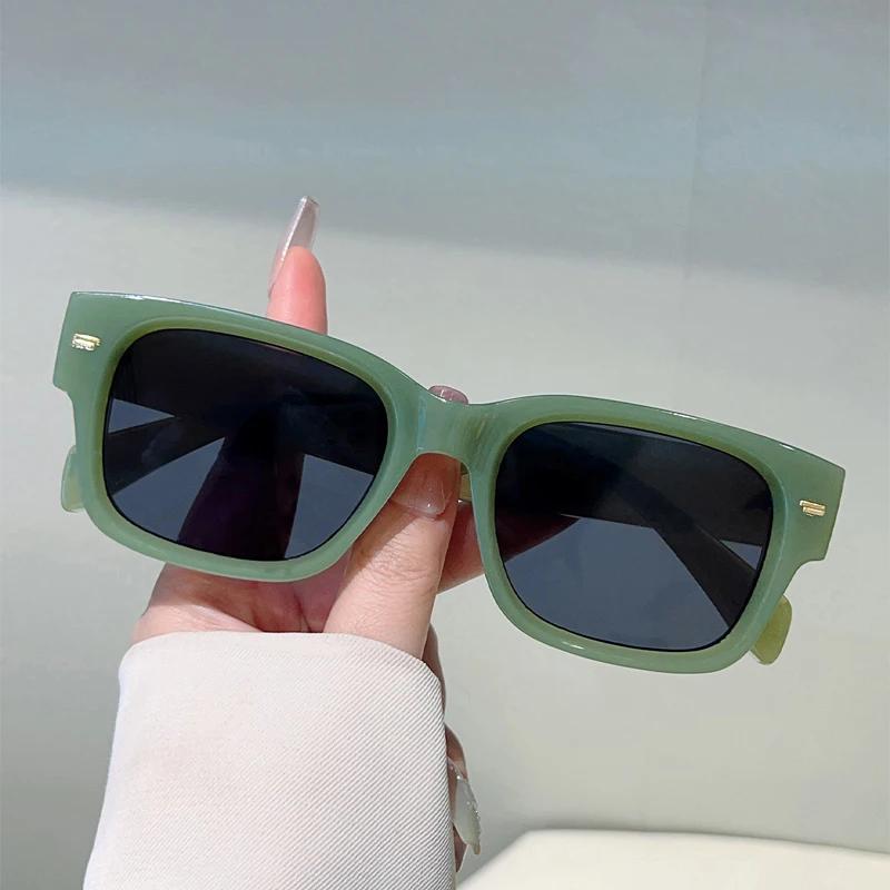 Vintage Square Sunglasses Men  New Fashion Korean Style Shades Women Trendy Brand Design Candy Color Rim Sun Glasses