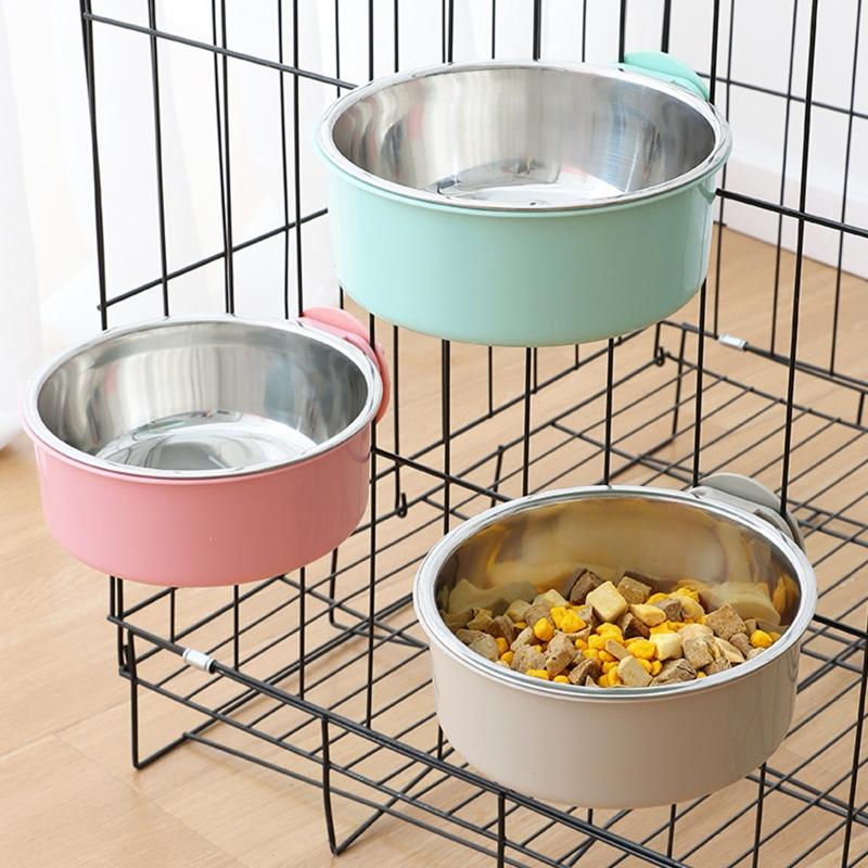 Langlebiger Edelstahl Haustier Hundenapf Futterspender Hängendes Anti-Rutsch-Design Katzen Hundenäpfe Futterzubehör Haustierbedarf