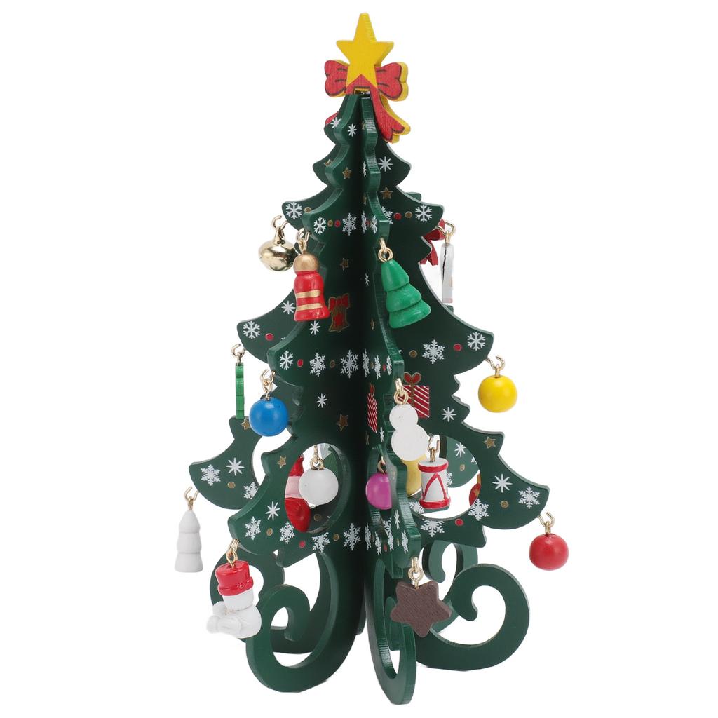 Mini Albero di Natale Decorazione Legno Divertente Artigianato Albero di Natale da Tavolo con Ornamenti per Soggiorno