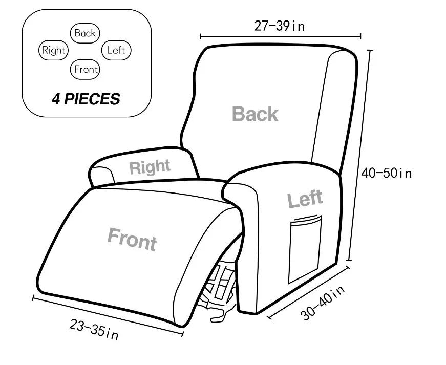4Pcs In 1 Seat Floral Print Stretch Spandex Chair Slipcovers Couch Covers Split Recliner Sofa Cover For Living Room