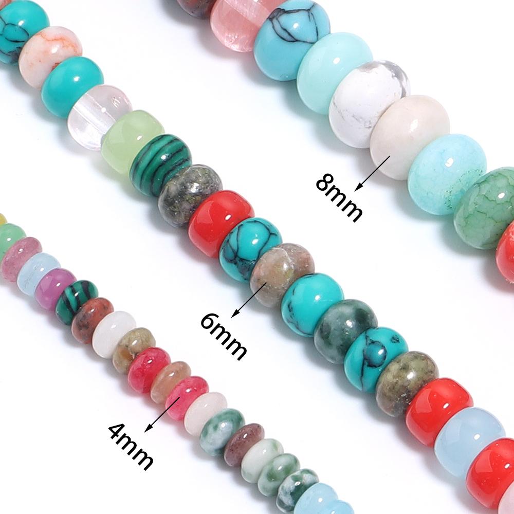 1 Strang 4/6/8mm Natursteinperlen Bunte Abakusform Lose Perlen Für Schmuckherstellung DIY Bastelarbeiten Armbänder Halsketten Zubehör