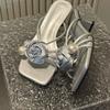 Fashion Flower Women High Heeles Slippers Fashion Elegant Shoes Sexy Summer Woman Sandals 2025 Luxury Pumps Dress New Chaussure Femme