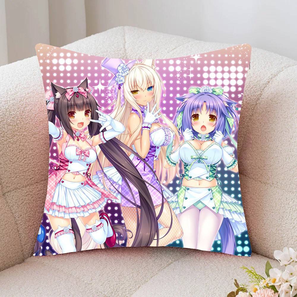 Nekopara GalGame Anime Pillow Case Fashion Square Pillowcase Bedroom Sofa Room Ins Decoration Leisure