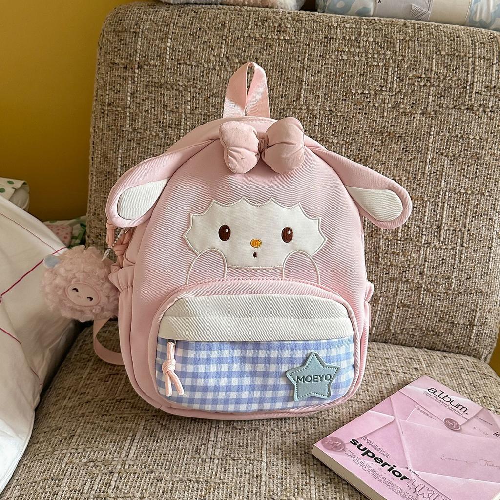 Schoolbag Japanese Ins Soft and Cute Childlike Lamb Backpack Primary School Students Holiday Sweet Travel Clock In Small Backpack