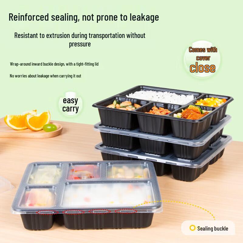 Disposable Multi-Compartment Food Containers with Lids