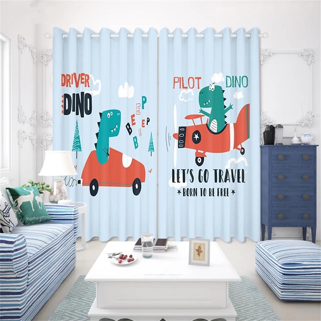 New Cheap Cartoon Elephant Bird Giraffe Lion Zoo Digital Printed Curtain for Blinds Windows Bedroom Living Room Kitchen