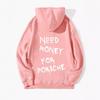 Hot Sale Women's Fleece Sweater Plain Letter Print Kangaroo Pocket Drawstring Print Hoodie