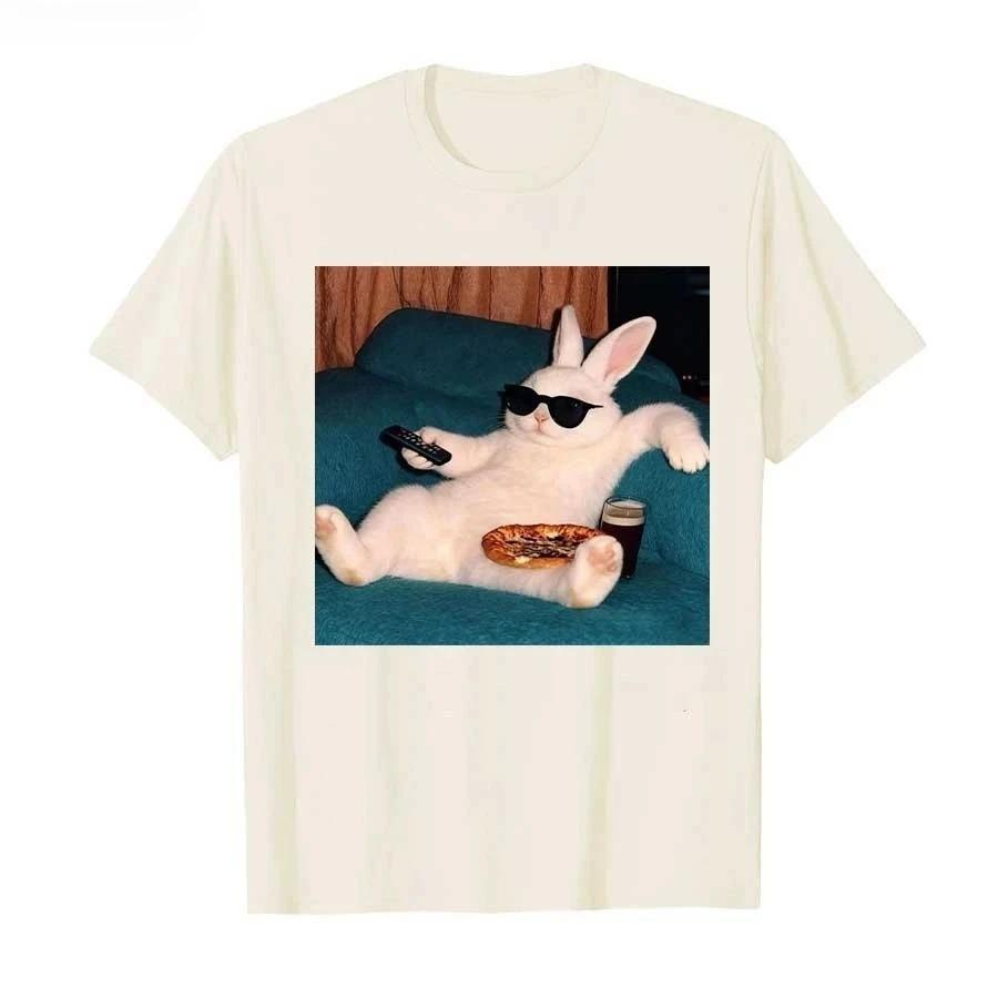 2026 Faules Kaninchen Meme Kaninchen T-Shirt Herren Damen Harajuku Hiphop Streetwear T-Shirts Oberteile Hip Hop Streetwear Übergroßes T-Shirt