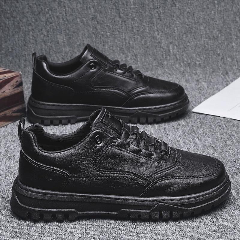 

Men s shoes trend autumn and winter Martin tooling casual small leather shoes men s 2024 new leather board shoes youth black 44