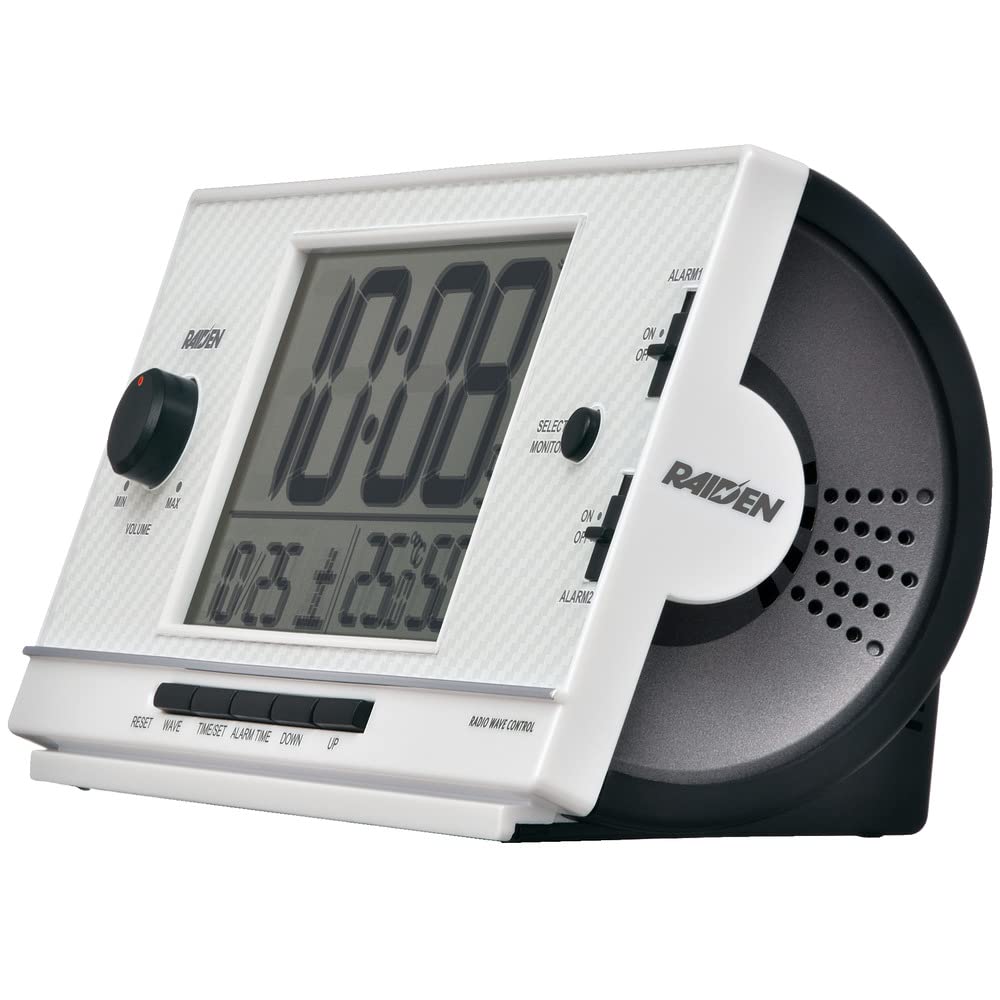 Seiko Clock Radio-Controlled Digital Alarm Clock, High Volume, PYXIS RAIDEN, White Pearl, 77 x 167 x 57 mm, NR539W