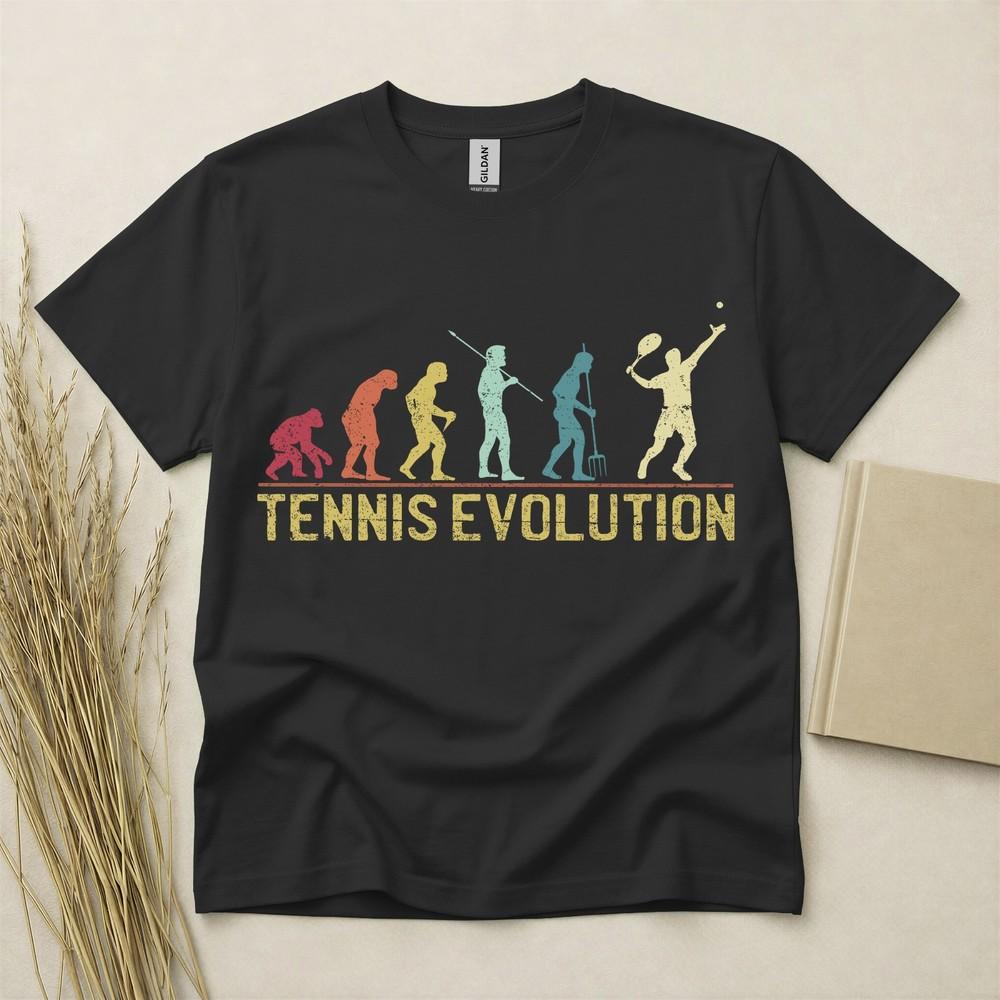 Tennis Evolution T Shirt Funny Tennis Gift Retro Sports Tee Gildan Cotton Top