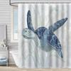 Coastal Marine Shower Curtain: Dolphin, Starfish, Seahorse, Seashell, Sea Turtle - Moisture-Proof, Mildew-Resistant, Waterproof, Beach Bathroom Décor