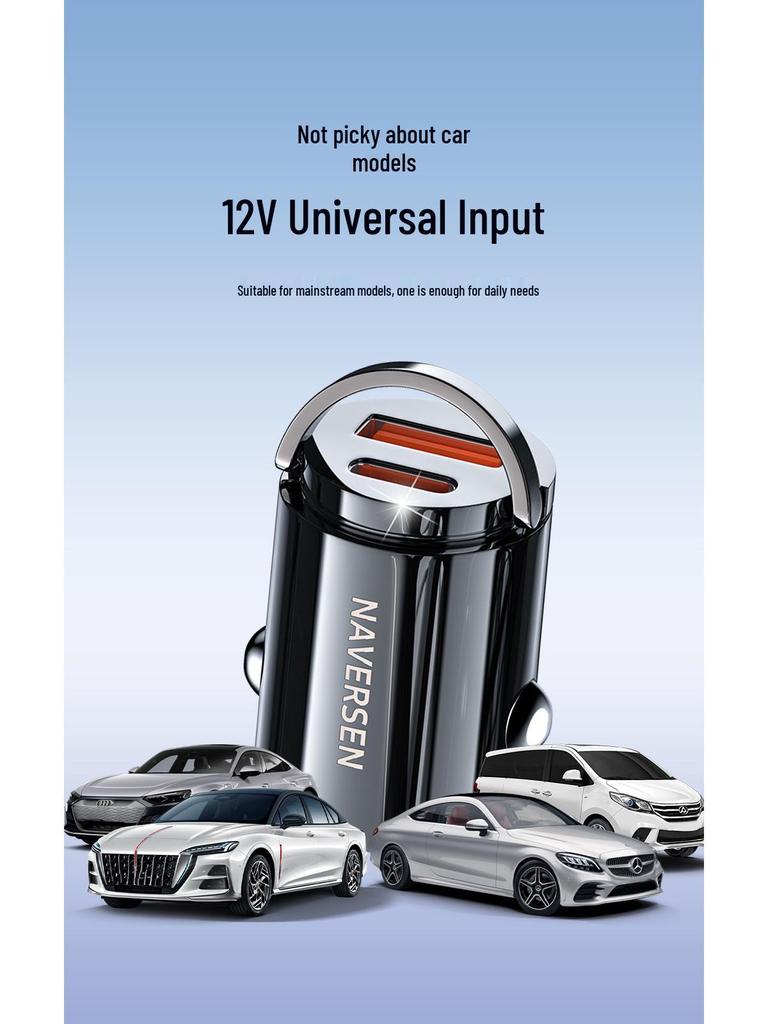 30W Dual-Port USB Type-C Car Charger for Apple and Huawei Devices