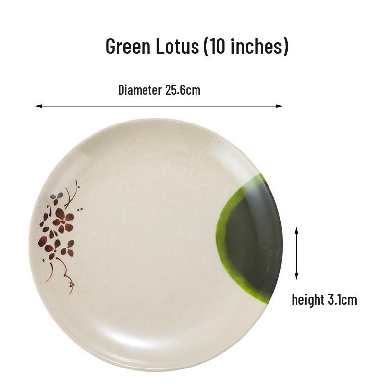 Vangoh 10-inch Green Lotus Melamine Dinner Plates (4-pack)