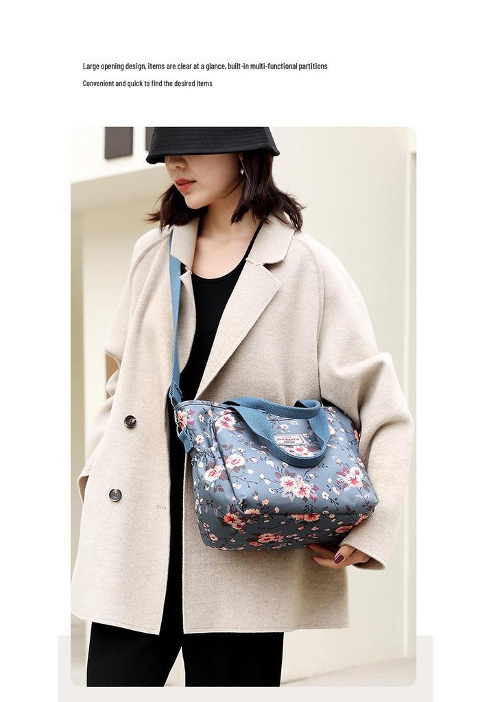 2026 Leichte Damen-Crossbody-Tasche aus bedrucktem Nylon mit mehrschichtigen Reißverschlusstaschen