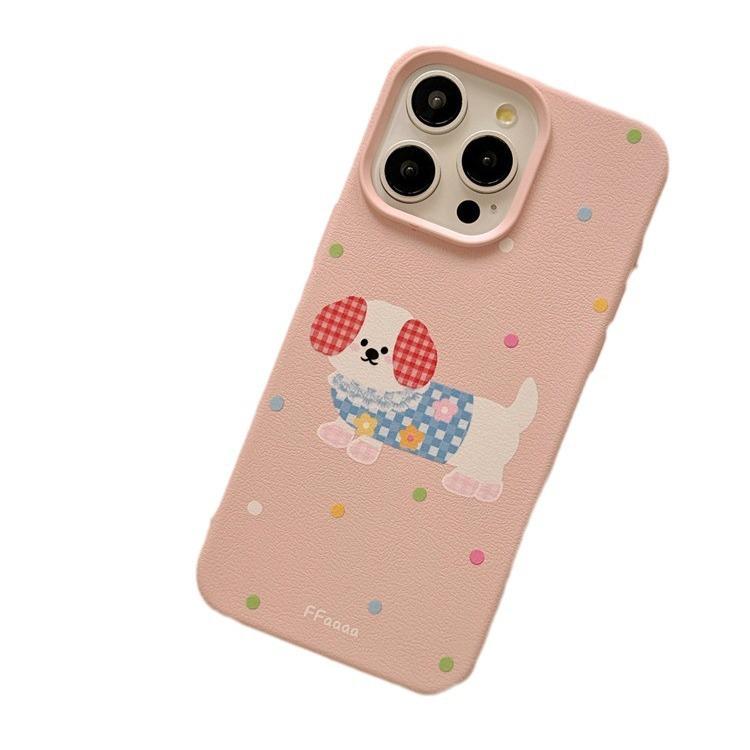 

Мультяшный милый подходит для iPhone16promax Polka Dot Puppy Apple 14 мобильный телефон чехол 13 анти-падение 12/15/11 Apple 16plus