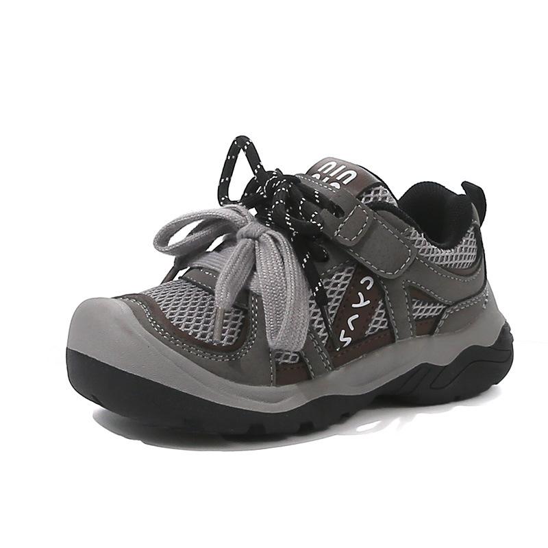 Spring Autumn Korean Kids Anti-Kick Hiking Shoes Boys Girls Soft Sole Velcro Casual Sneakers