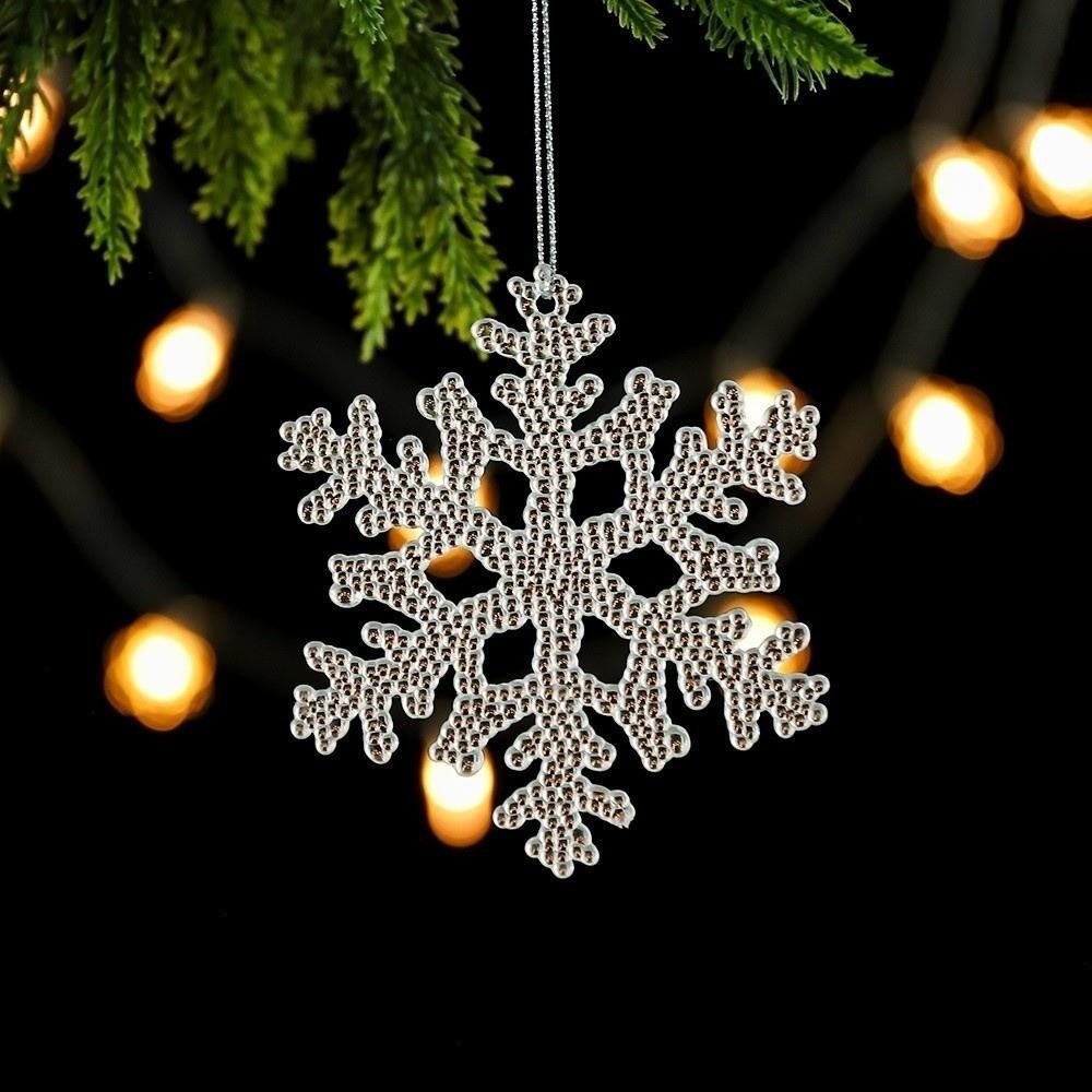 Clear Acrylic Christmas Ornaments Snowflake Christmas Decor Holiday Hanging Pendant Indoor Room