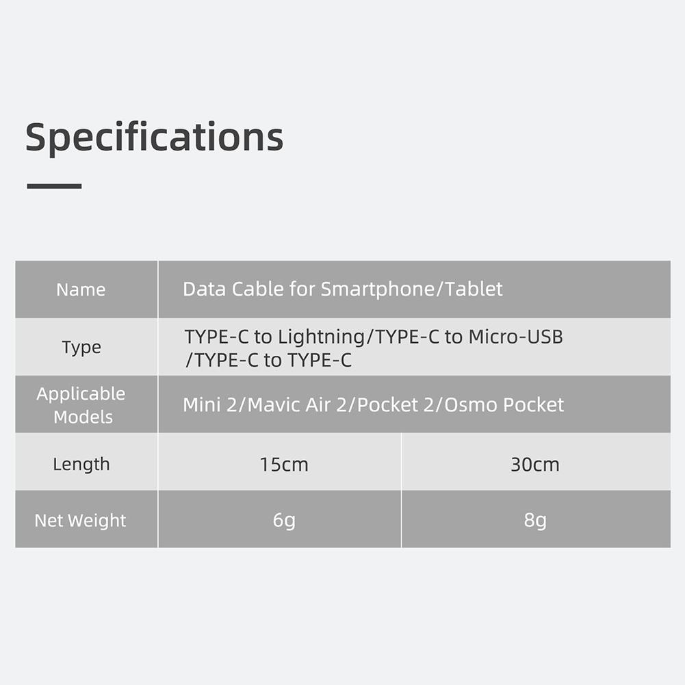 Typ-C-Datenkabel für Mini 2/Pocket Pocket 2/Mavic Air 2 Mobiltelefon Tablet Datenkabel