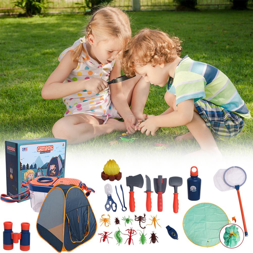 Kinder Camping Set mit Zelt Campingausrüstung Spielzeug mit Rollenspielzelt Outdoor Entdecker Set Camping