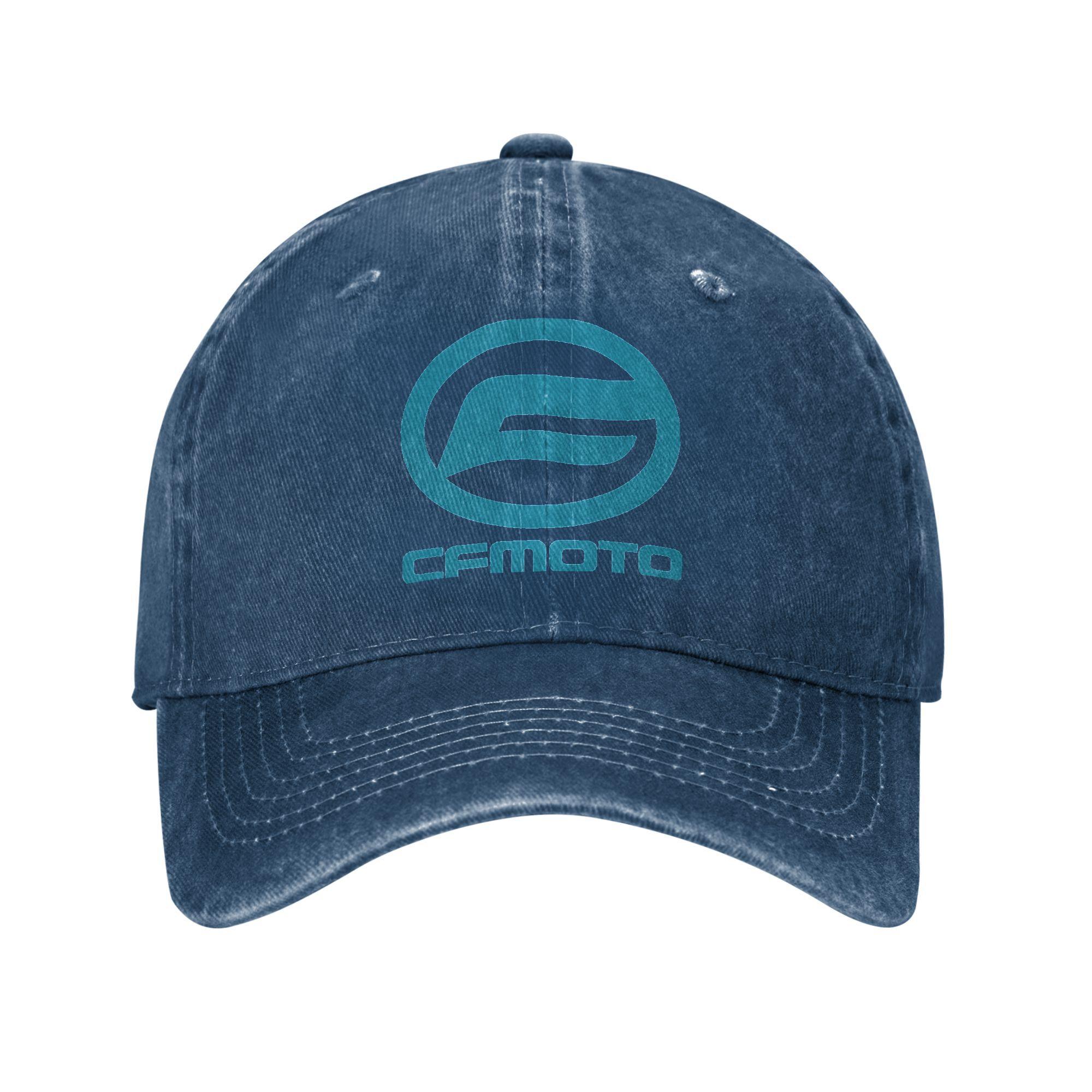 

Unisex Cfmotoed Motorcycle Logo Printed Hats Vintage Distressed Denim Washed Baseball Cap Adjustable Adjustable темно-синього кольору