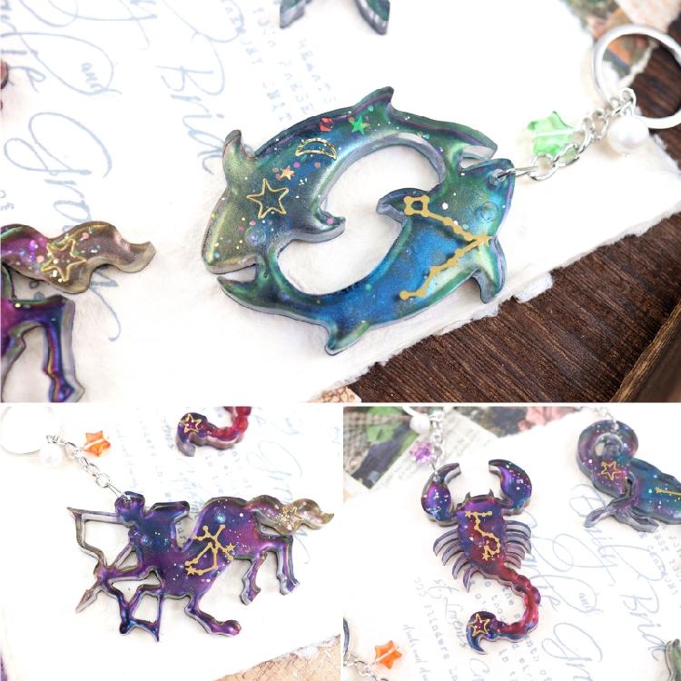 2Pcs Constellation Resin Mold Animal Pendant Epoxy Resin Mold for Jewelry Making