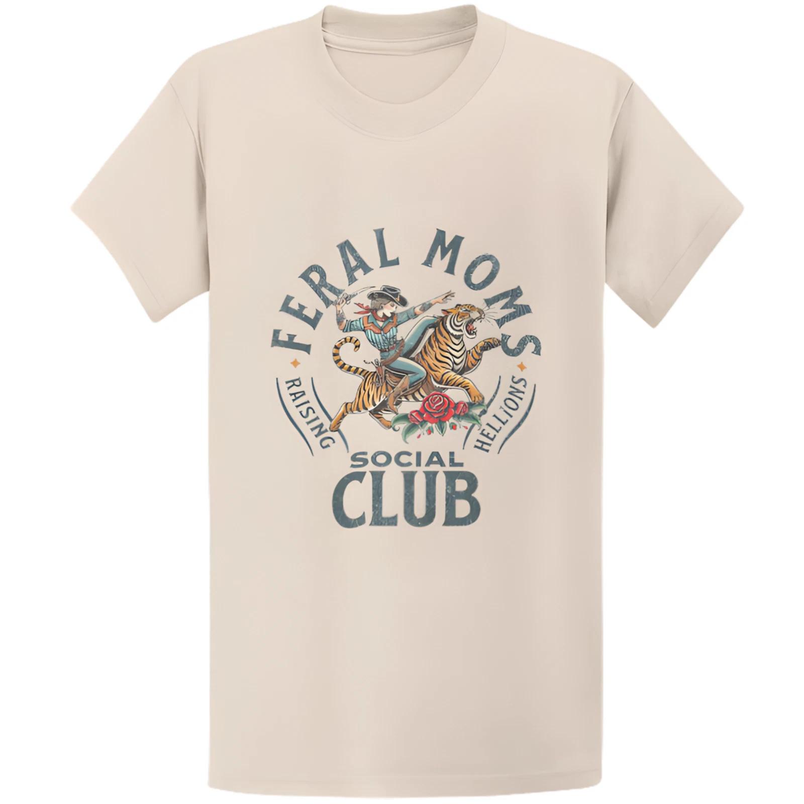 Gildan 5000 Feral Moms Social Club T-Shirt - Vintage Mom Life Gift Tee M