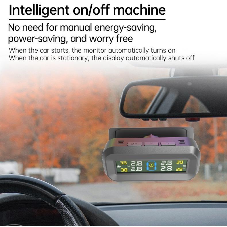 Sistem universal de senzori externi TPMS Solar-USB cu afișaj impermeabil IPX7 - Monitor inteligent al presiunii în anvelope