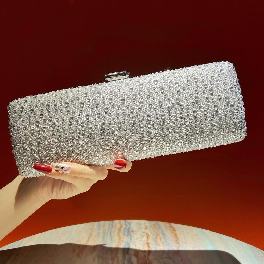 Fashion Evening Bag with Diamond Inlay, Women's Handbag with Diamond-studded Banquet Bag Chain, Diagonal Crossbody Bag for Women Casually
